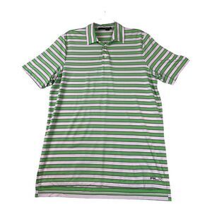 Ralph Lauren‎ Shirt Mens Large RLX Green Striped Polo Golf Outdoor Athliesure